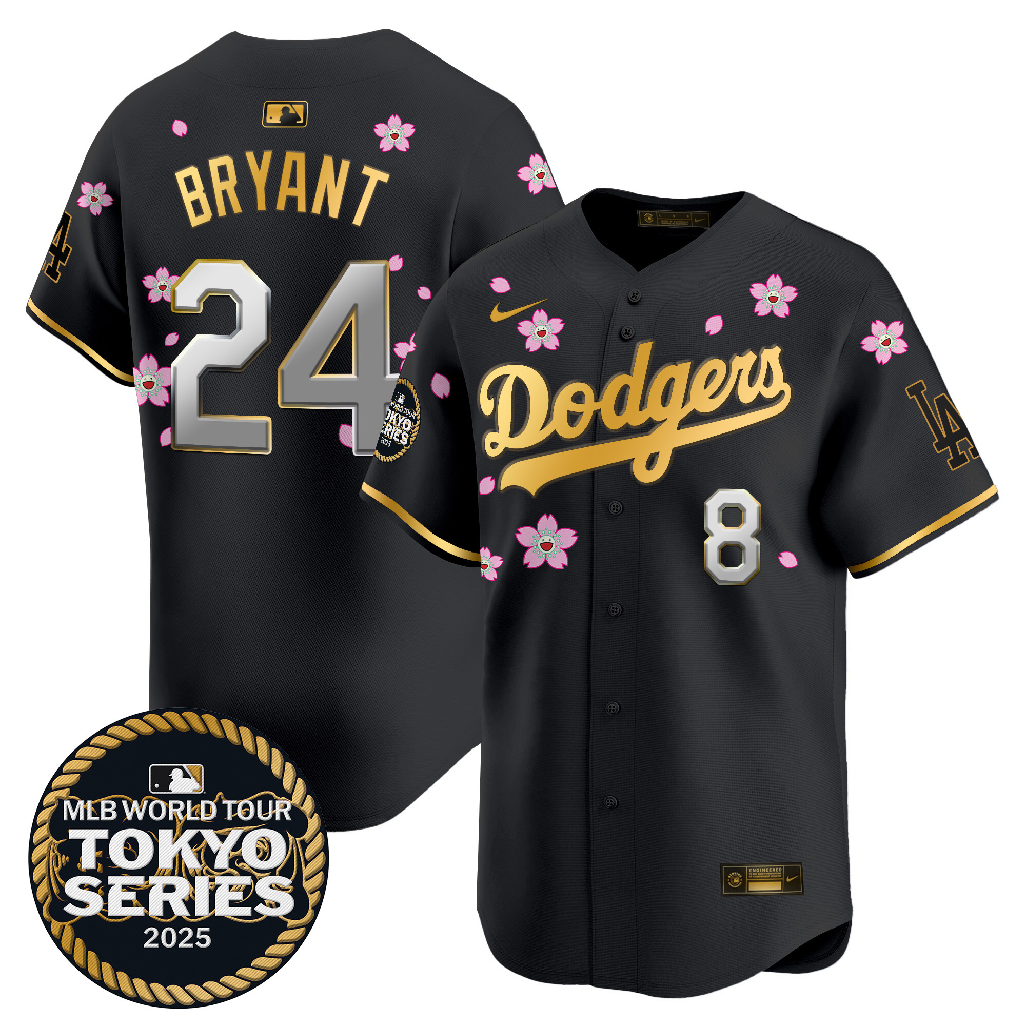 Men Los Angeles Dodgers #24 Bryant Tokyo Series black Limited Stitched 2025 Jersey style 7